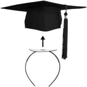 Graduation Cap Adjustable Band Black